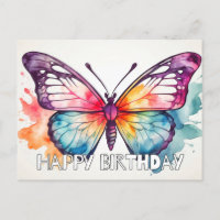 Happy Birthday Artistic Butterfly Illustration