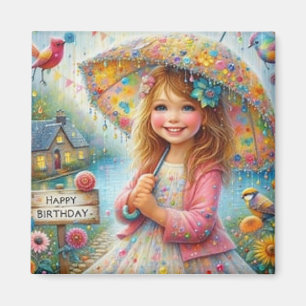 HAPPY BIRTHDAY ~ Attraktives Vintages Mädchen ~ Magnet