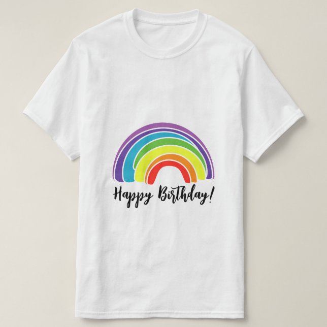Happy Birthday auf Rainbow Theme Party T-Shirt (Design vorne)