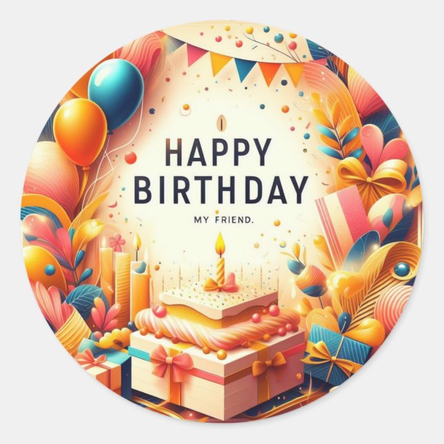 Happy Birthday Aufkleber (Vorderseite)