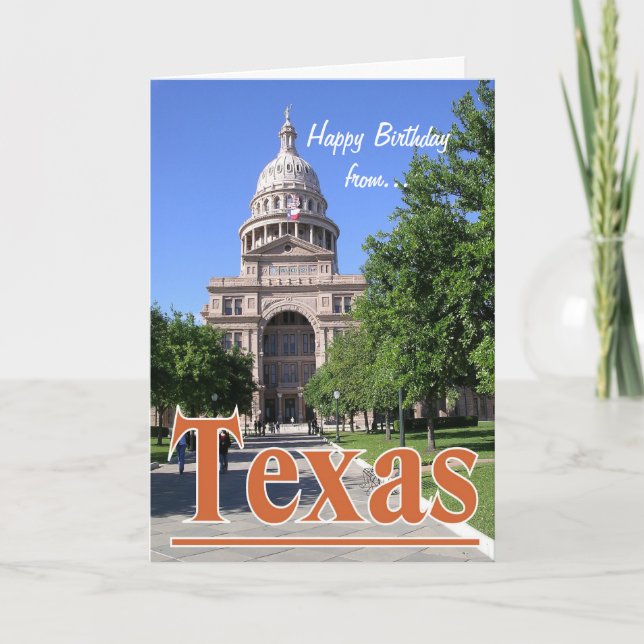 Happy Birthday aus Texas/Austin Staat Hauptstadt Karte (Vorderseite)
