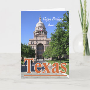 Happy Birthday aus Texas/Austin Staat Hauptstadt Karte