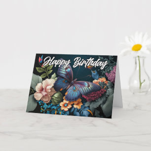 Happy Birthday   Ausgereifte Butterfly Artwork Karte