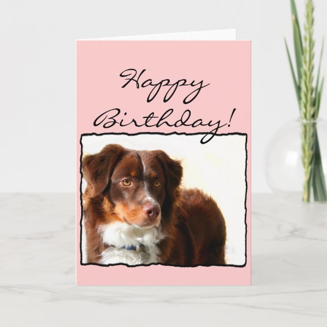 Happy Birthday Australian Shepherd greeting card Karte (Vorderseite)