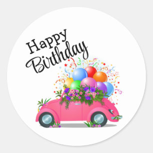 Happy Birthday Auto Runder Aufkleber