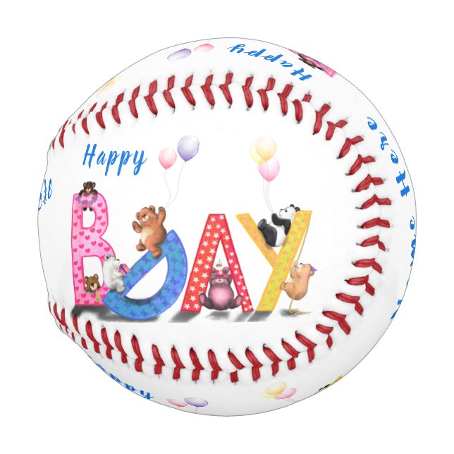 Happy Birthday - Baby Bears Party Feier Spaß Baseball (Vorne Rechts)