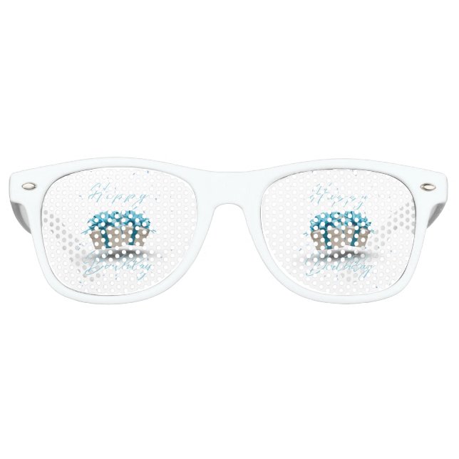 Happy Birthday Baby Blue Party Retro Sonnenbrille (Vorderseite)