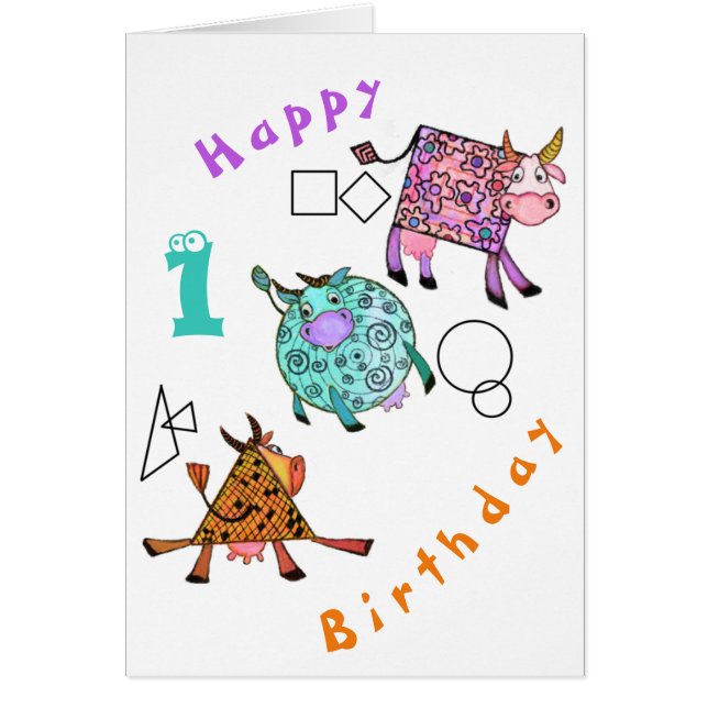 Happy Birthday Baby Card farbenfrohe geometrische  (Vorne)