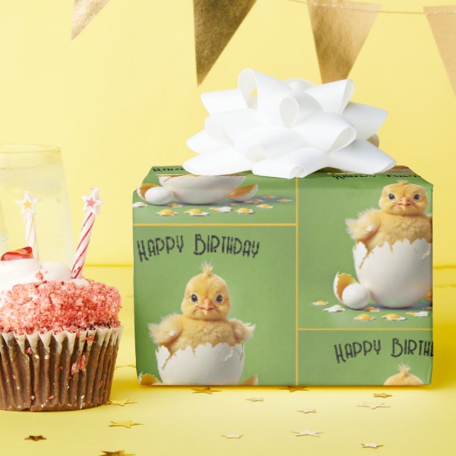 Happy Birthday Baby Chick Geschenkpapier (Geburtstagsparty)