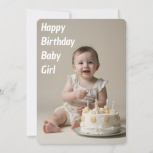 Happy Birthday Baby Girl - Herunterladbar Einladung