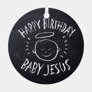 Happy Birthday Baby Jesus Chalkboard Weihnachten Ornament Aus Metall