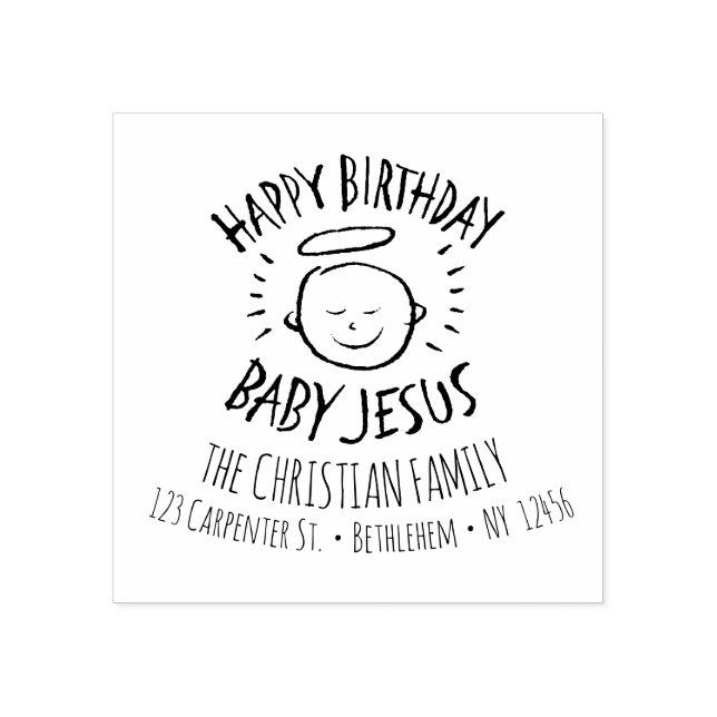 Happy Birthday Baby Jesus - Religiöse Weihnachten Gummistempel (Prägung)