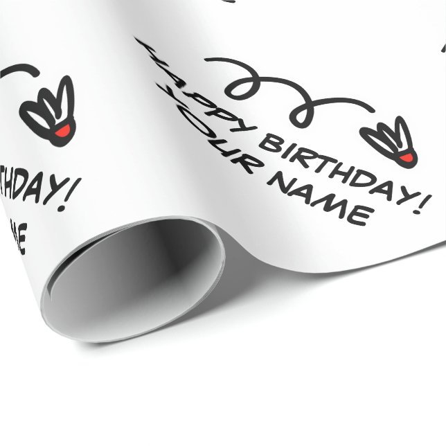 Happy Birthday Badminton-Spieler Shuttleservice Geschenkpapier (Rolleneckpunkt)