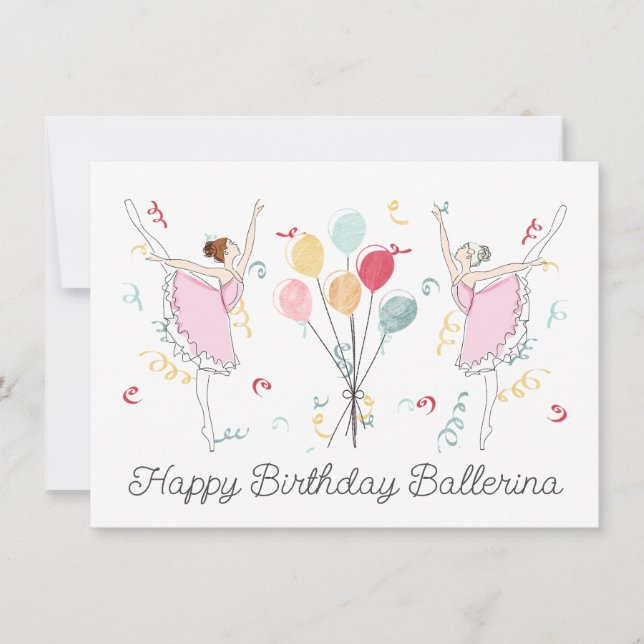Happy Birthday Ballerina Birthday Ballet Balloons Karte (Vorderseite)