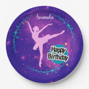 Happy Birthday Ballerina Galaxy Personalisiert Pappteller