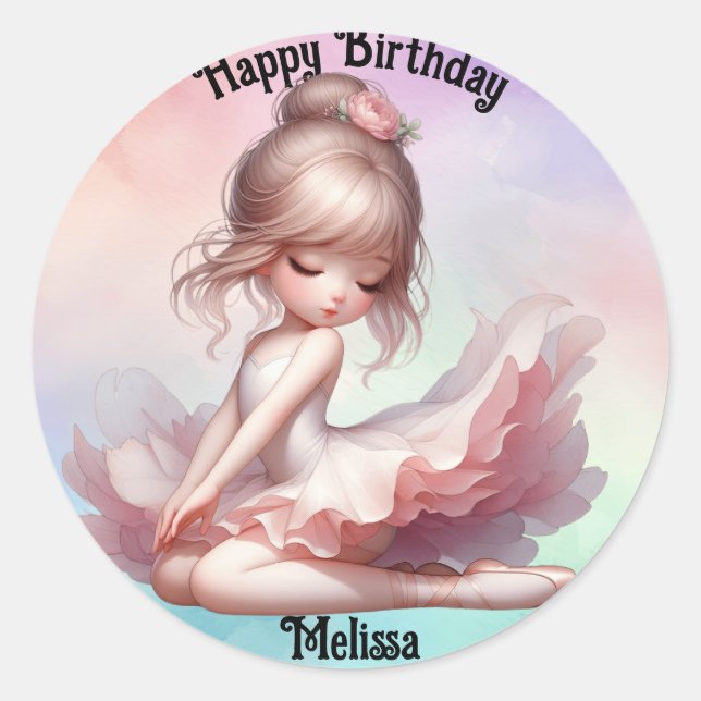 Happy Birthday Ballerina Sticker (Vorderseite)