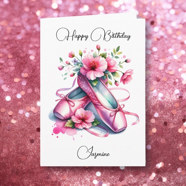 Happy Birthday Ballet and Coloring Page Girl's Karte (Von Creator hochgeladen)