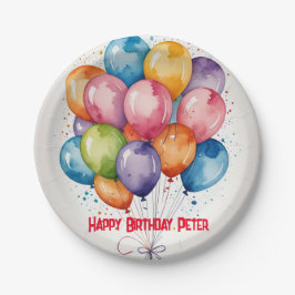 Happy Birthday Ballons Papierplatte Pappteller