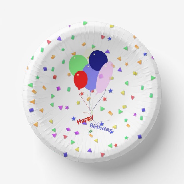 Happy Birthday Ballons  Pappteller (Vorderseite)