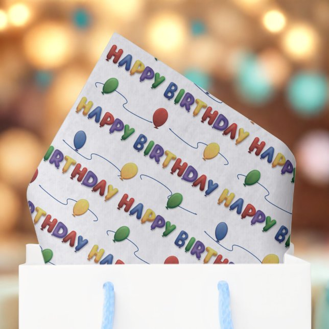Happy Birthday Balloon buntes Tissue Seidenpapier (Happy Birthday Tissue Paper just for you!)