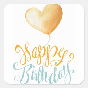 Happy Birthday Balloon Quadratischer Aufkleber