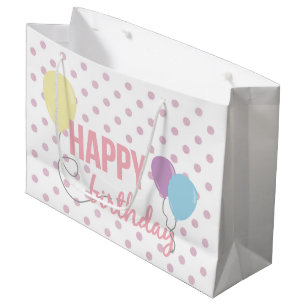 Happy Birthday Balloons and Dots Große Geschenktüte