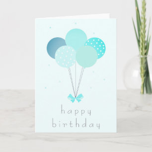 Happy Birthday Balloons Blue Karte