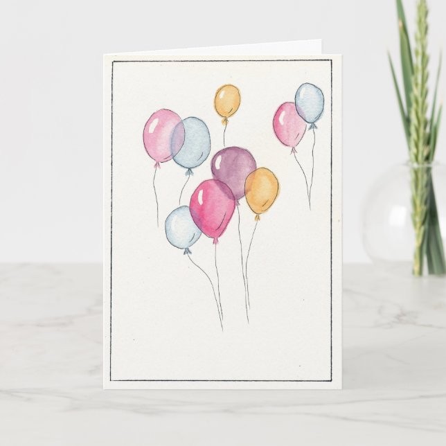Happy Birthday Balloons Card - Ideal für alle Karte (Vorderseite)