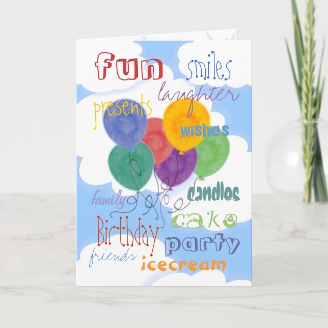 Happy Birthday Balloons Card Karte (Vorderseite)