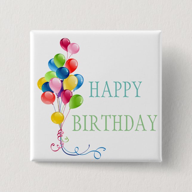 Happy Birthday Balloons Classic Round Button (Vorderseite)