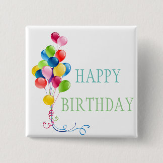 Happy Birthday Balloons Classic Round Button