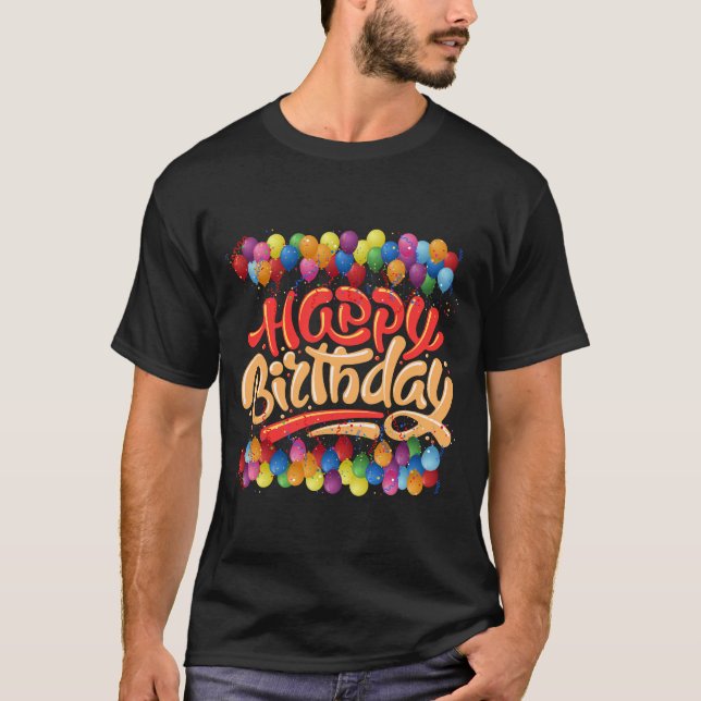 Happy Birthday Balloons Design T - Shirt (Vorderseite)