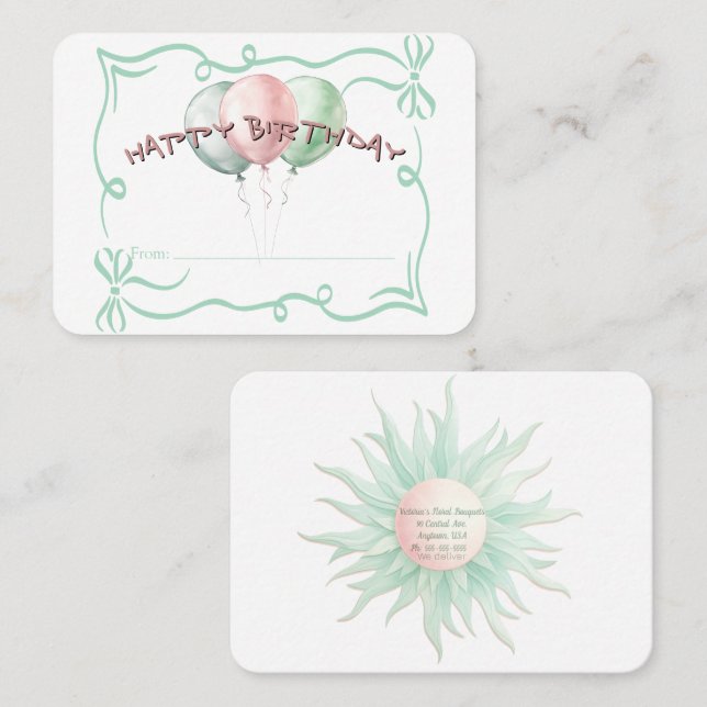 HAPPY BIRTHDAY Balloons Florist Gift Card Visitenkarte (Vorne/Hinten)