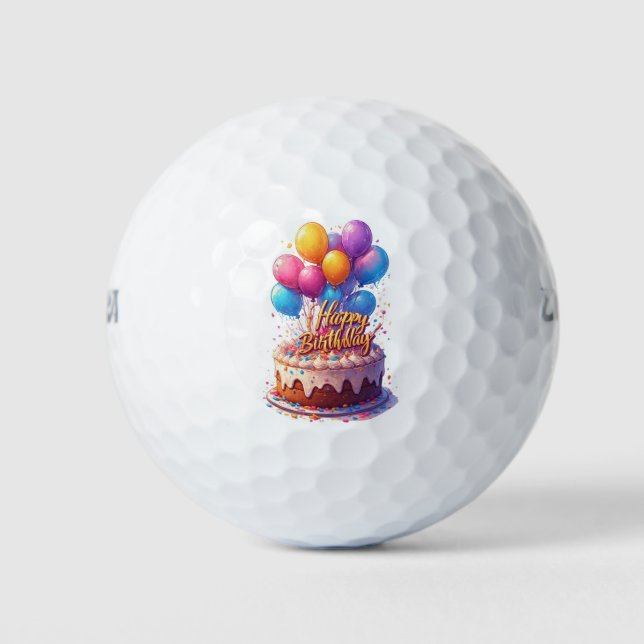 Happy Birthday Balloons Golfball (Vorderseite)