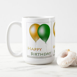 Happy Birthday Balloons Green und Gold Tasse