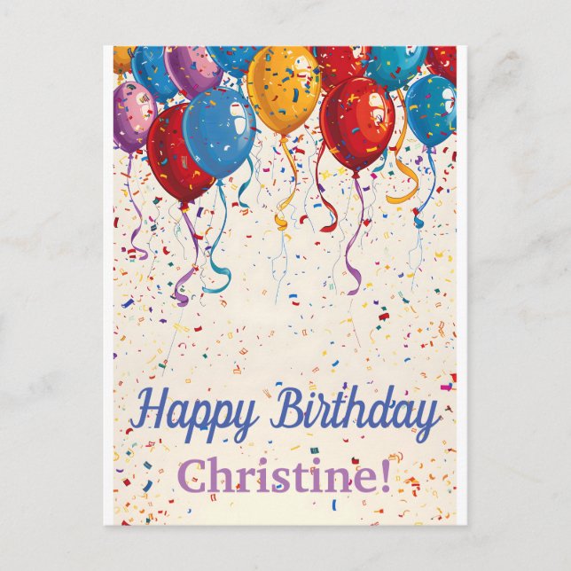 Happy Birthday Balloons individualisierbares Desig Postkarte (Vorderseite)