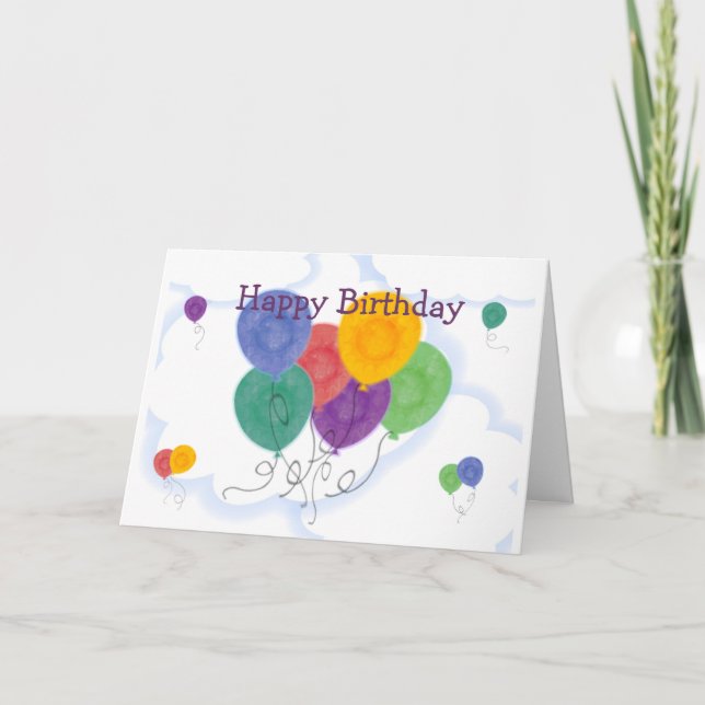 Happy Birthday Balloons Karte (Vorderseite)