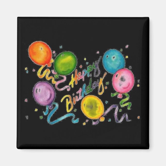 Happy Birthday Balloons Magnet (Vorne)