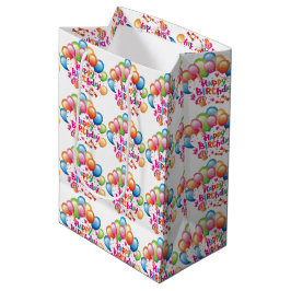 Happy Birthday Balloons Medium Gift Bag Mittlere Geschenktüte