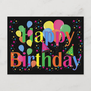 Happy Birthday - balloons multi colour - postcard Postkarte
