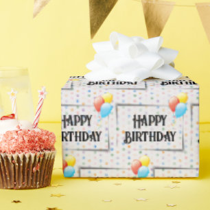 Happy Birthday Balloons on dots Geschenkpapier