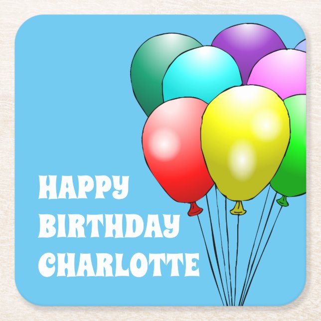 Happy Birthday Balloons Paper Untersetzer (Vorderseite)