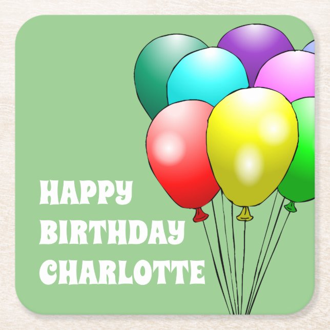Happy Birthday Balloons Paper Untersetzer (Vorderseite)