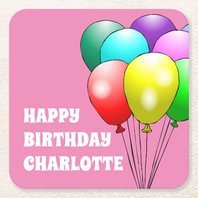 Happy Birthday Balloons Paper Untersetzer (Vorderseite)