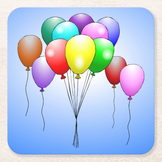 Happy Birthday Balloons Paper Untersetzer (Vorderseite)