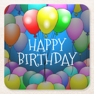 Happy Birthday Balloons Paper Untersetzer