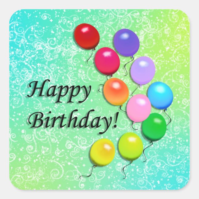 Happy Birthday Balloons Party Stickers (Vorderseite)