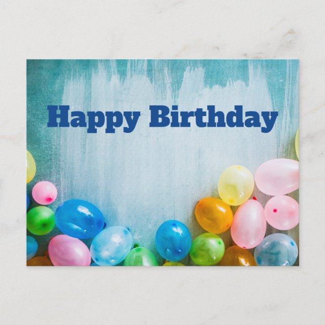 Happy Birthday Balloons Postkarte (Vorderseite)