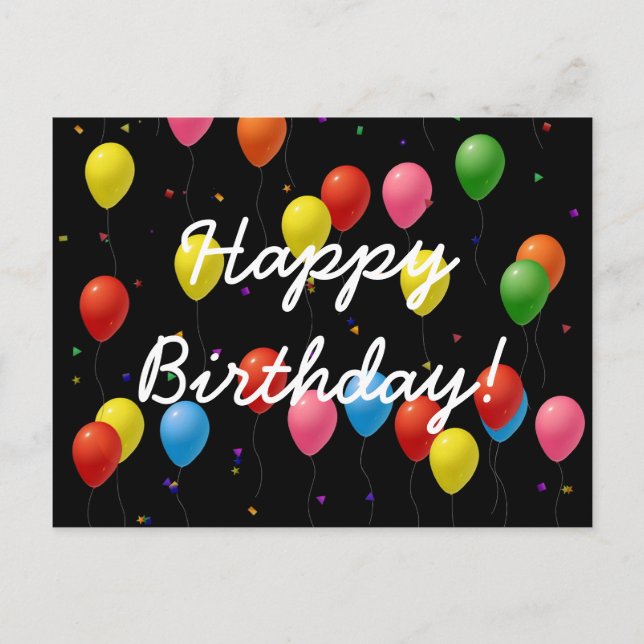 Happy Birthday Balloons Postkarte (Vorderseite)
