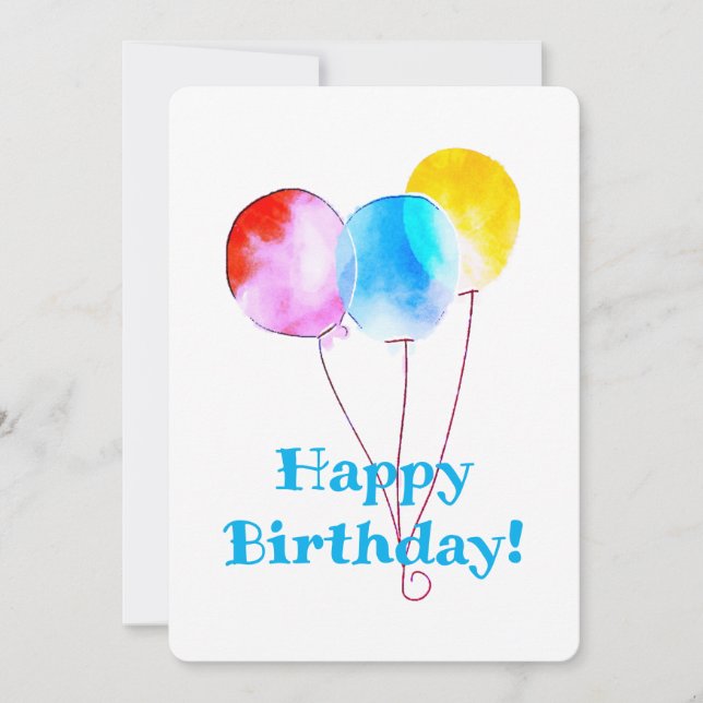 Happy Birthday Balloons Red Blue Yellow (Vorderseite)
